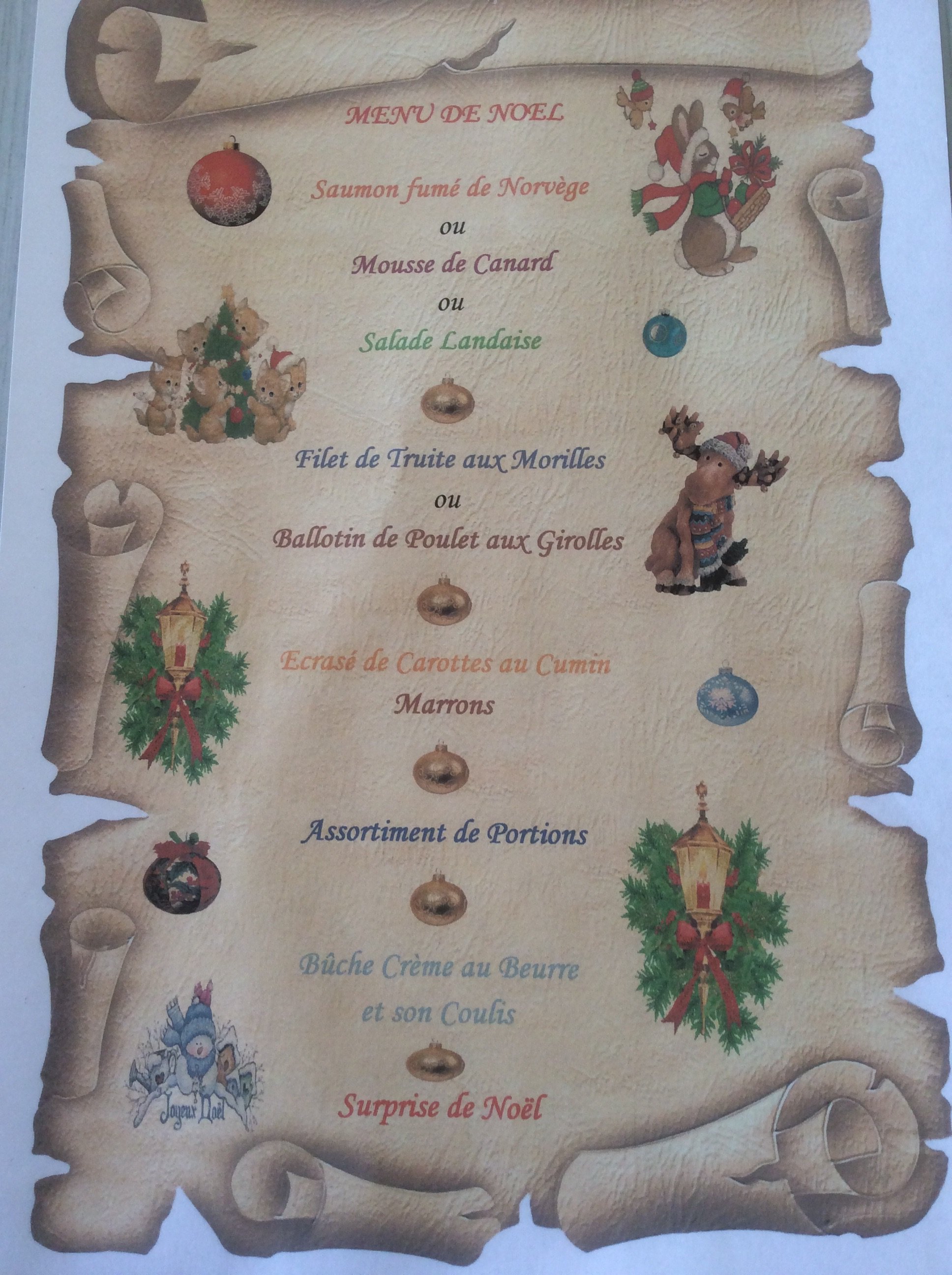 Le menu de NoÃ«l